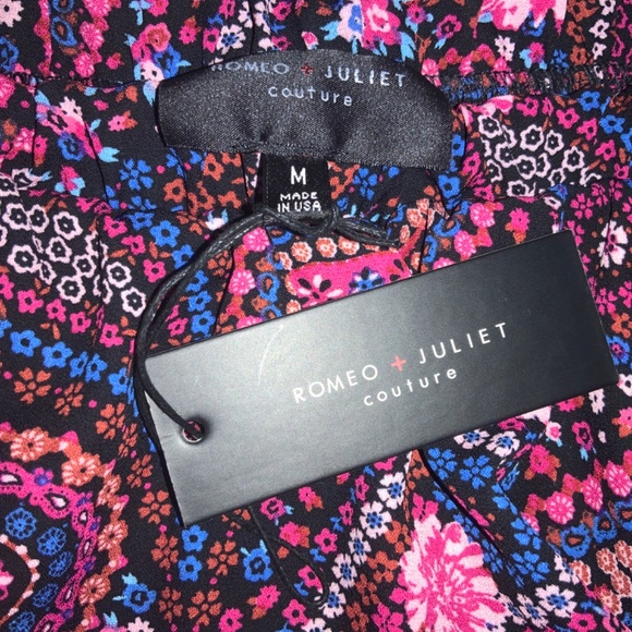 ROMEO + JULIET ROMPER Pink Black Paisley Strapless Shorts New NEW Medium M USA - Picture 6 of 12